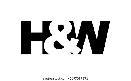Diseño del logotipo de HW en estilo audaz. Símbolo de identidad blanco y negro. Emblema de tipografía moderna. Icono de marca Corporativa. Mínima Plantilla de negocio.