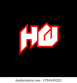 HW logo design, initial HW letter design with sci-fi style. HW logo for game, esport, Technology, Digital, Community or Business. H W sport modern Italic alphabet font. Typography urban style fonts.