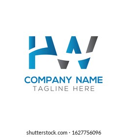 HW Logo Design Vector Template. Initial Linked Letter HW Vector Illustration