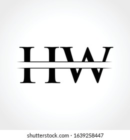HW Logo Design Vector Template. Initial Linked Letter HW Vector Illustration