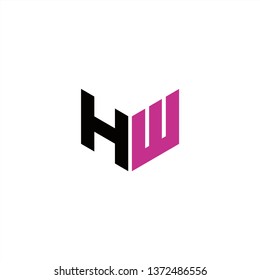 HW Logo Letter Initial With Black and Dark Pink Colors