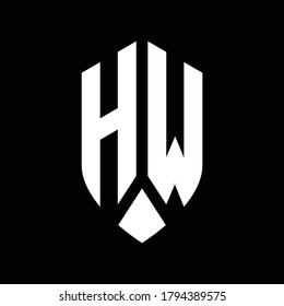 hw logo monogram with emblem shield style design template