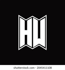 HW Logo monogram with emblem style design template on black background