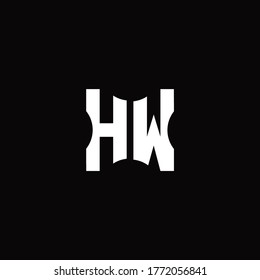 HW Logo monogram with pieces cut elements design template