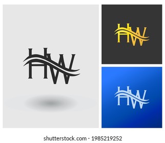 HW logo vector monogram letter initial capital alphabet modern company clean logo template