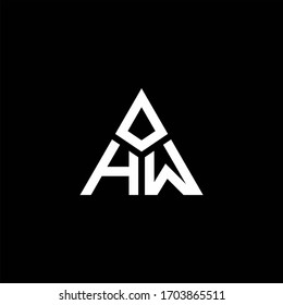 Logotipo monogramo HW con forma de 3 piezas aislada en una plantilla de diseño triangular