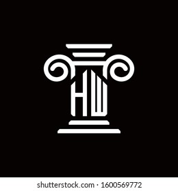 HW monogram logo with pillar style design template