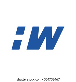 HW negative space letter logo blue
