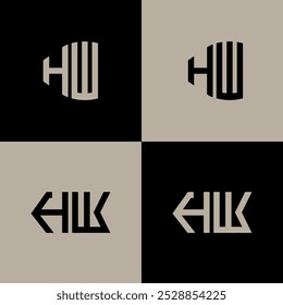 Logotipo de polígono, círculo, hexágono, letra simples e plana de hardware definido em uma prancheta. Logotipo minimalista e clássico de hardware.
