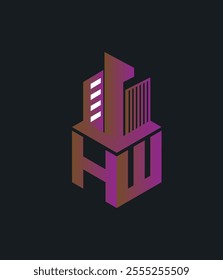 hw real state hexagon  vector letter logo