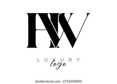 HW Serif Letter Monogram Typography Logo for Elegant Premium Branding Identity