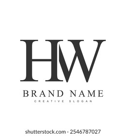 Modelo de logotipo moderno HW. Estilo de fonte clássico das letras iniciais h e w. Logotipo criativo do nome ou da identidade da empresa. Ilustração vetorial.