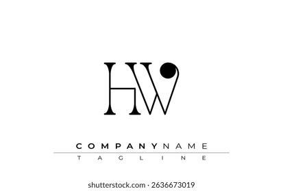 HW Typography Logo Design. Stylish monogram design depiction featuring the letters H and W combined in an artistic signature style, delivering a unique and creative visual representation.
