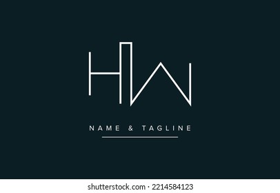 HW or WH Abstract initial monogram letter alphabet logo