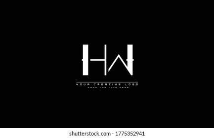 HW WH abstract vector logo monogram template