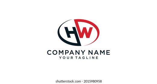 HW or WH letter logo design vector template.