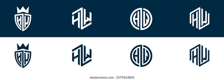 HW WH letter logo set design