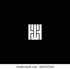 HW WH letters vector logo design concept. Isolated object on black background