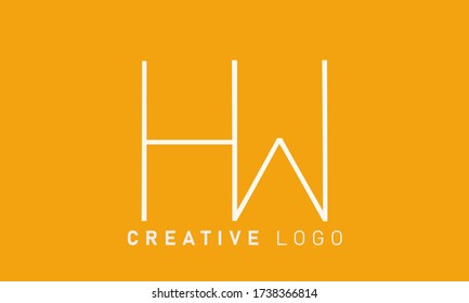 Plantilla de vectores de diseño del logotipo de HW WH. Ilustración del vector HW de la letra vinculada inicial
