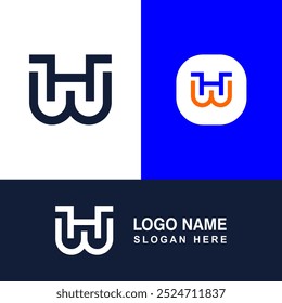 HW or WH logo graphics, modern and creative letters.