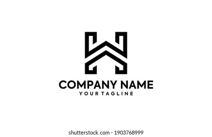 HW- oder WH-Monogramm-Logo-Design
