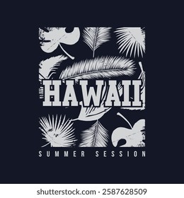 Hwaii beach stylish t-shirt and apparel abstract design. Vector print, typography, poster