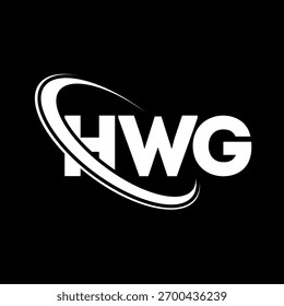 Logotipo da HWG. Carta HWG. Design do logotipo da letra HWG. Logotipo inicial HWG ligado ao logotipo de monograma em círculo e maiúsculo. Tipografia HWG para marca de tecnologia, negócios e imóveis.