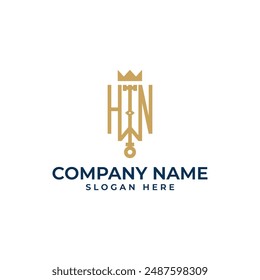 HWN initial logomark with key and crown element represent the wealth of asset and properties in luxury modern elegance and minimalist style