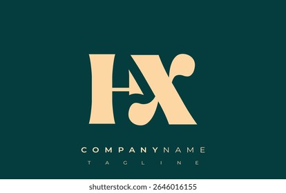 HX Creative Abstract Typography Logo Design. Elegant logo combining bold typography and creative shapes, ideal for branding and identity solutions.