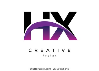 HX kreative und moderne Buchstaben Logo-Design mit kreativen lila Welle abstrakte Latter Logo Konzept.