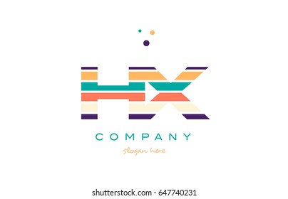 hx h x alphabet letter logo colors colorful line stripe font creative text dots company vector icon design template
