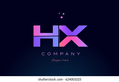 hx h x creative color blue background pink purple blue magenta alphabet letter company logo vector icon design