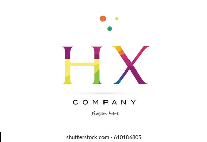 hx h x  creative rainbow colors colored alphabet company letter logo design vector icon template