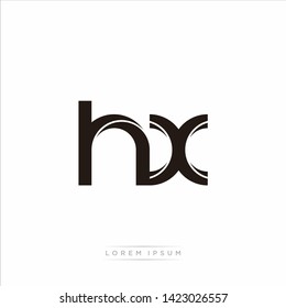 hx h x Initial Letter Split Lowercase Modern Monogram linked outline rounded logo