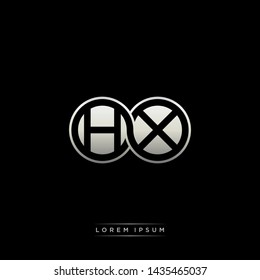 HX H X initial letter linked circle capital monogram logo modern template silver color edition