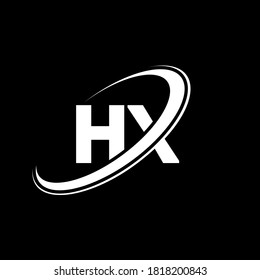 HX H X letter logo design. Initial letter HX linked circle uppercase monogram logo white color. HX logo, H X, H X design 