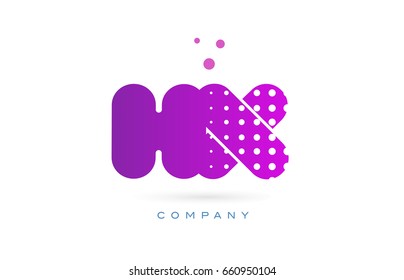 hx h x pink dots dotted letter logo alphabet creative company vector icon design template