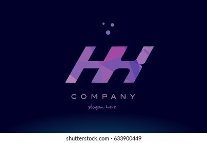 hx h x polygon polygonal letter alphabet text pink purple dots creative company logo vector icon design template