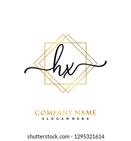 HX Initial Handwriting logo template vector