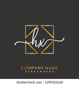 HX Initial Handwriting logo template vector