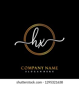 HX Initial Handwriting logo template vector