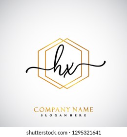 HX Initial Handwriting logo template vector