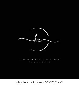 HX initial handwriting logo template vector