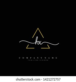 HX initial handwriting logo template vector