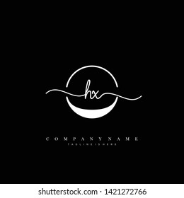 HX initial handwriting logo template vector