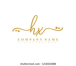 HX Initial handwriting logo vector