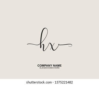 HX Initial Handwriting Logo Vector