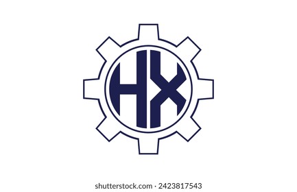 HX initial letter mechanical circle logo design vector template. industrial, engineering, servicing, word mark, letter mark, monogram, construction, business, company, corporate, commercial, geometric