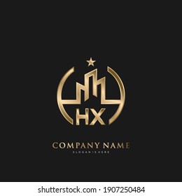 HX Initial Letter Real Estate Luxury House Logo Vektorgrafik für Business, Building, Architektur