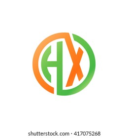 HX initial letters looping linked circle logo orange green